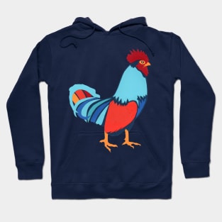 Chicken Blue Red Orange Gold Original Paper Art Hand Cut Hoodie